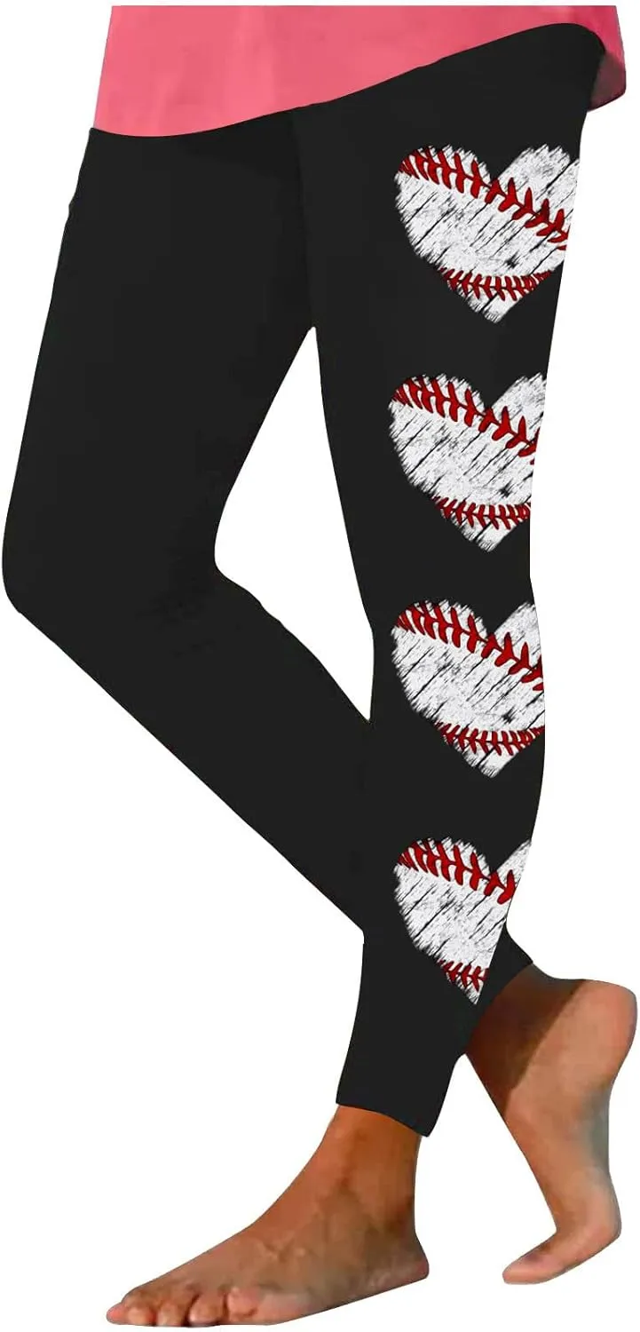 Sinzelimin Baseball Leggings for Womens 2025 Fashion Tights Trouser Yoga Legging Stretch Slim Fit Sport Pant Jogger Sweatpant