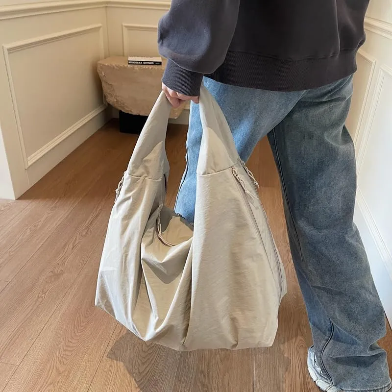 Solid Hobo Shoulder Bag Large Tote Bags For Women Soft Slouchy Handbag Trendy Purse Work Travel