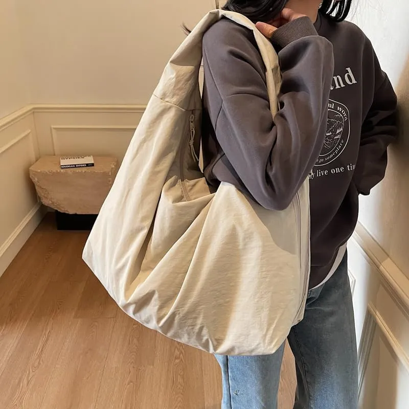 Solid Hobo Shoulder Bag Large Tote Bags For Women Soft Slouchy Handbag Trendy Purse Work Travel