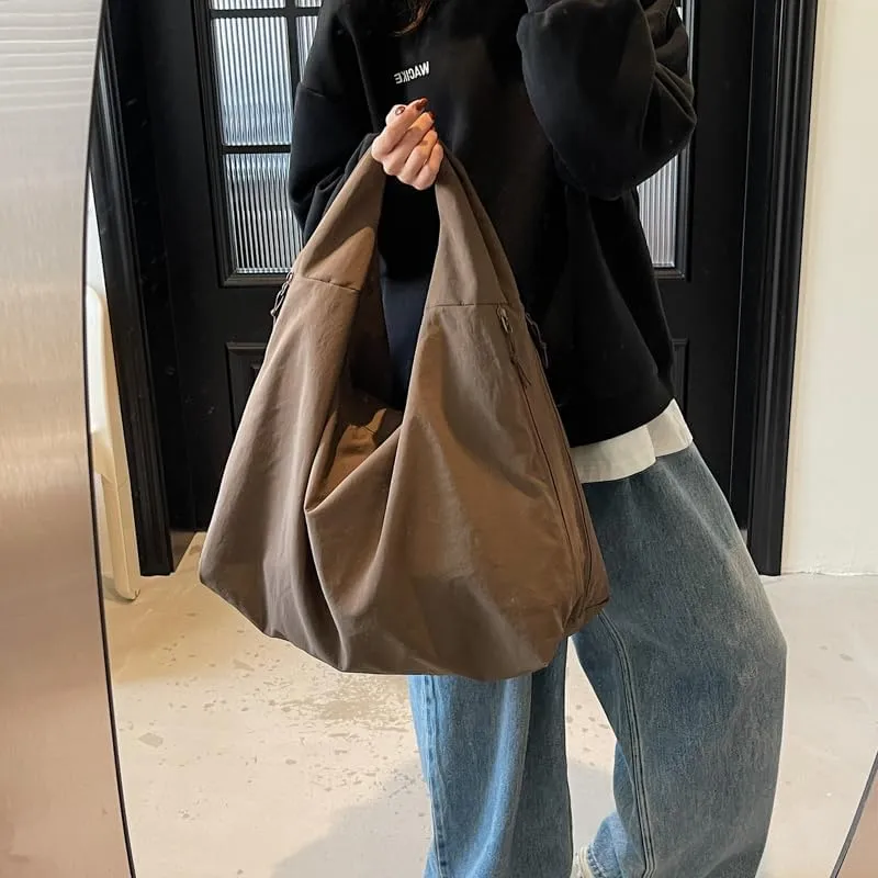 Solid Hobo Shoulder Bag Large Tote Bags For Women Soft Slouchy Handbag Trendy Purse Work Travel
