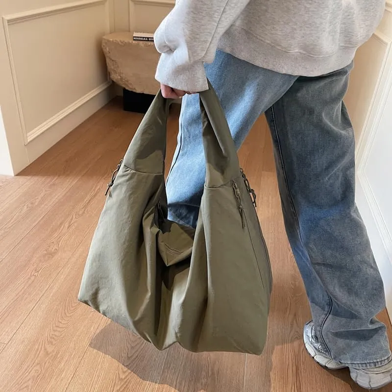 Solid Hobo Shoulder Bag Large Tote Bags For Women Soft Slouchy Handbag Trendy Purse Work Travel