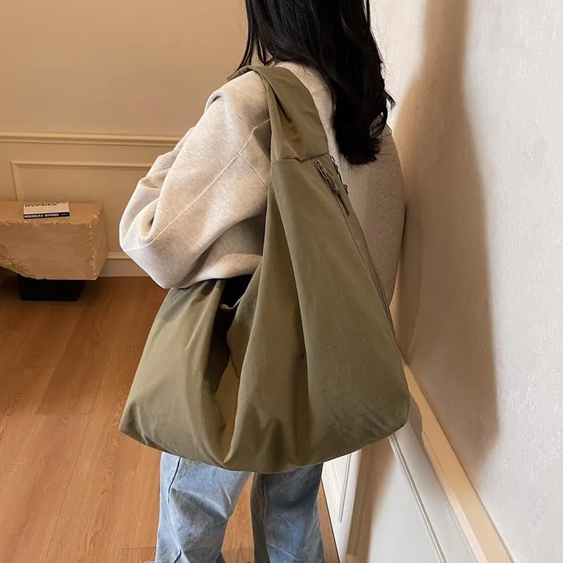 Solid Hobo Shoulder Bag Large Tote Bags For Women Soft Slouchy Handbag Trendy Purse Work Travel