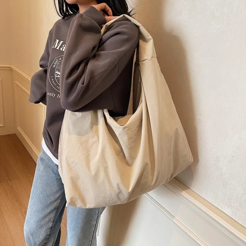 Solid Hobo Shoulder Bag Large Tote Bags For Women Soft Slouchy Handbag Trendy Purse Work Travel