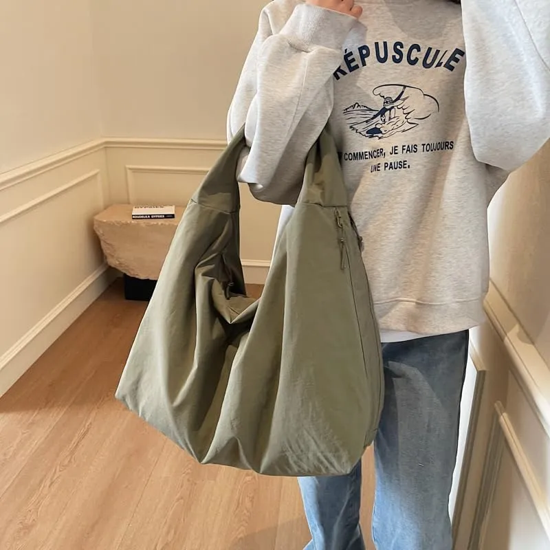 Solid Hobo Shoulder Bag Large Tote Bags For Women Soft Slouchy Handbag Trendy Purse Work Travel