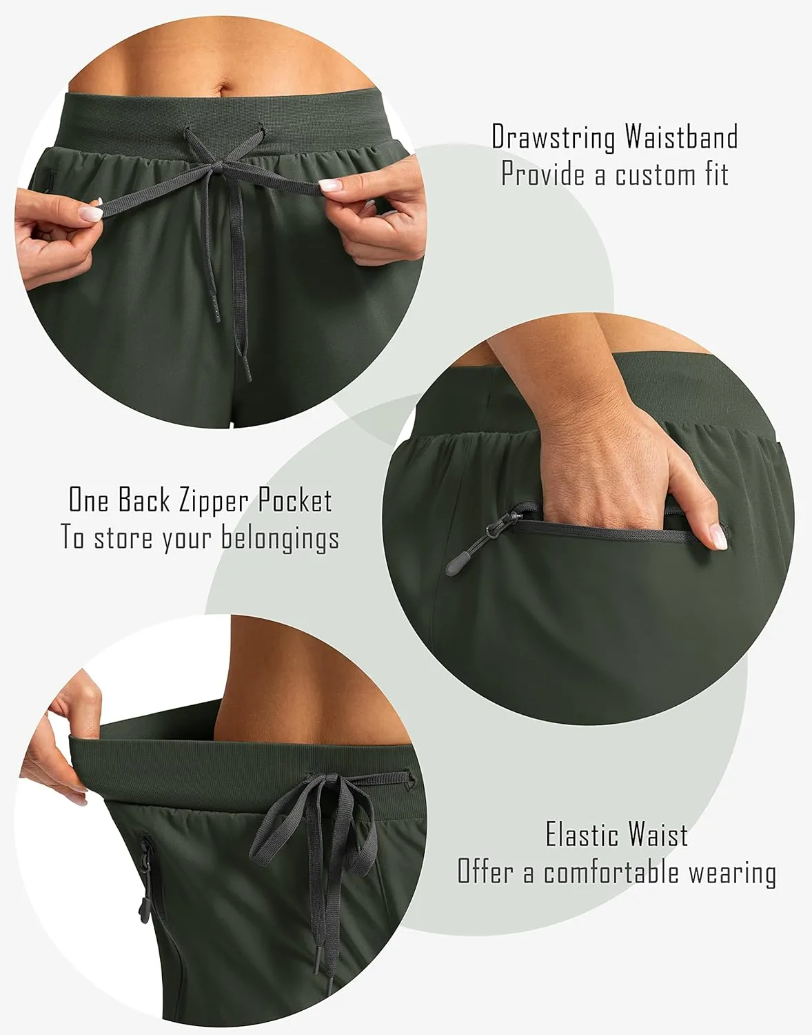 Soothfeel Women's 9" Hiking Cargo Shorts with 5 Pockets Quick Dry Summer Athletic Golf Bermuda Long Shorts for Women Casual