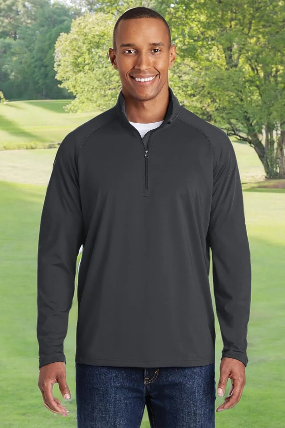 SPORT-TEK Men's Tall Sport Wick Stretch 1/2 Zip Pullover