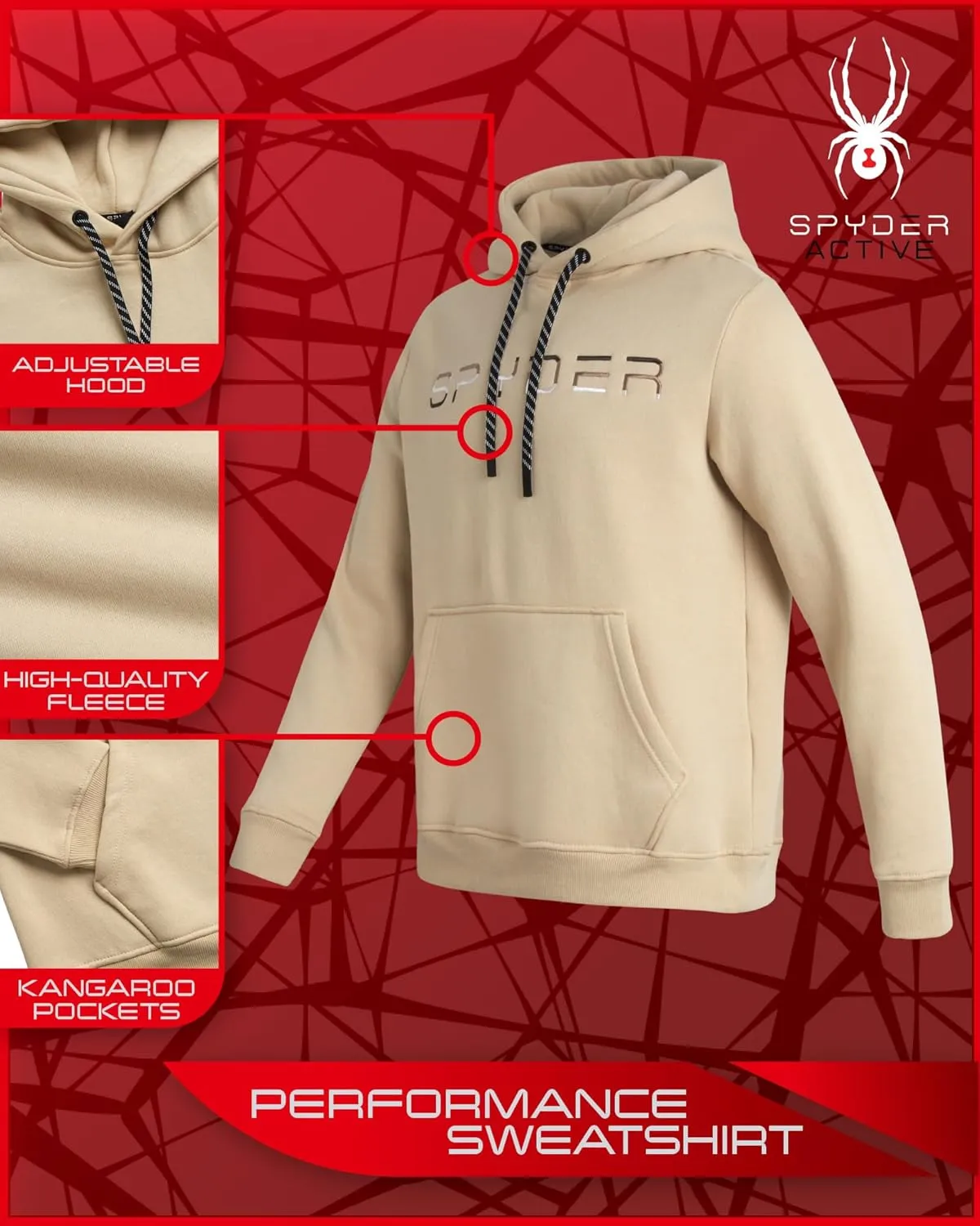 Spyder Men's Sweatsuit Set - 2 Piece Performance Fleece Pullover Hooded Sweatshirt and Jogger Sweatpants for Men (S-XXL)