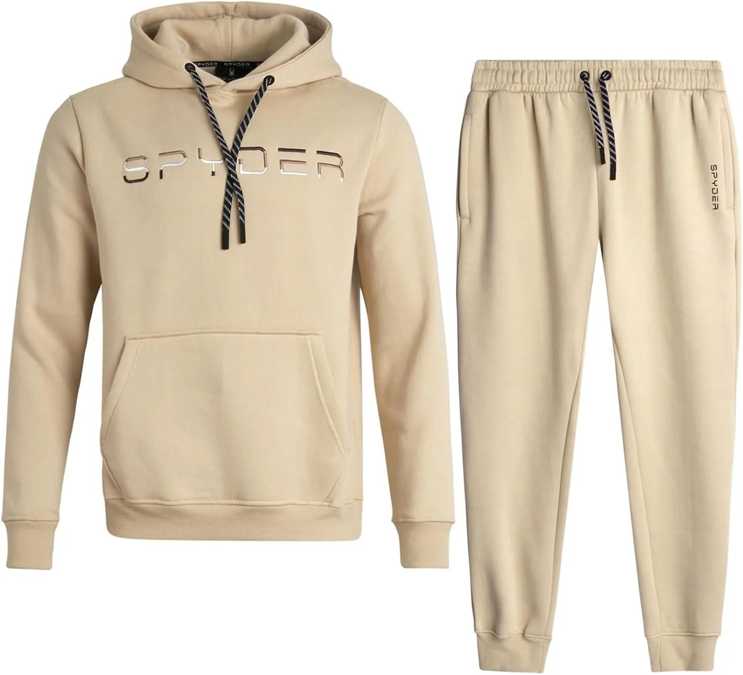 Spyder Men's Sweatsuit Set - 2 Piece Performance Fleece Pullover Hooded Sweatshirt and Jogger Sweatpants for Men (S-XXL)