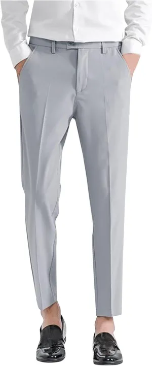 Suit Pants for Men's,Slim Fit Zipper Button Chino Work Suit Pants Business Straight Leg Skinny Suit Trousers