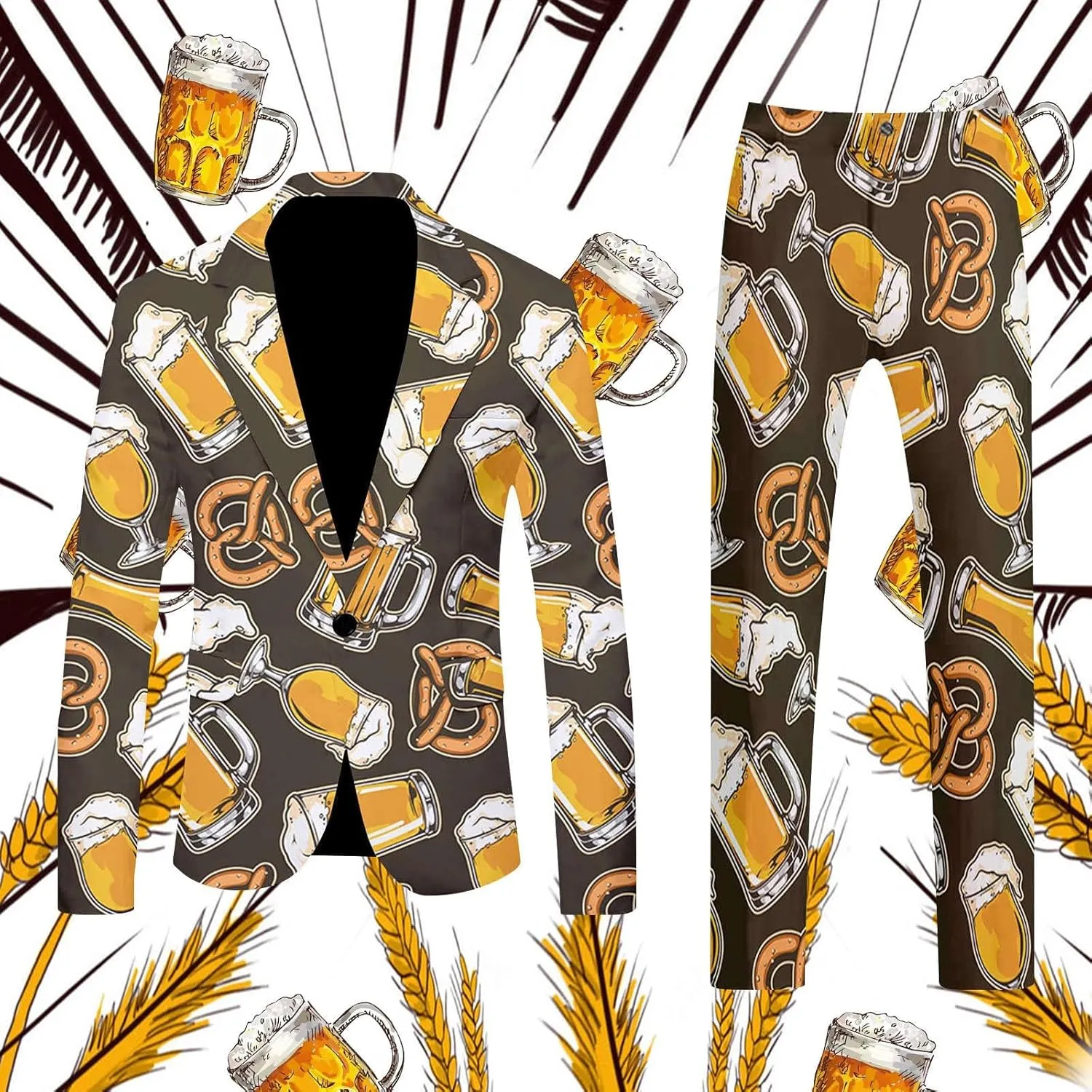 Suits for Men Suit Fashion Casual Printed Coat Vest Pants Suit Formal Work Suit Winter Windeproof Suit Men Slim Fit