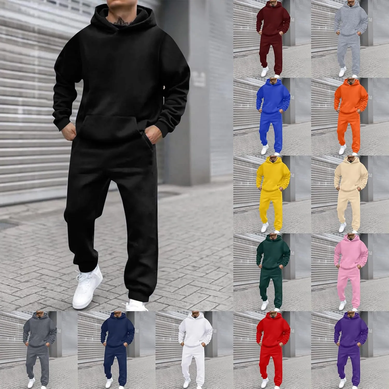 Sweat Suits for Men 2 Piece Set Sport Outfits Pullover Hoodie Sweatshirt Tracksuit & Joggers Sweatpants Sweatsuit Set