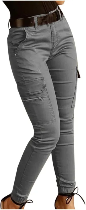 Tactical Pants for Women Skinny Stretch Cargo Pants High Waisted Straight Leg Pants Bound Feet Ripstop Cargo Trousers