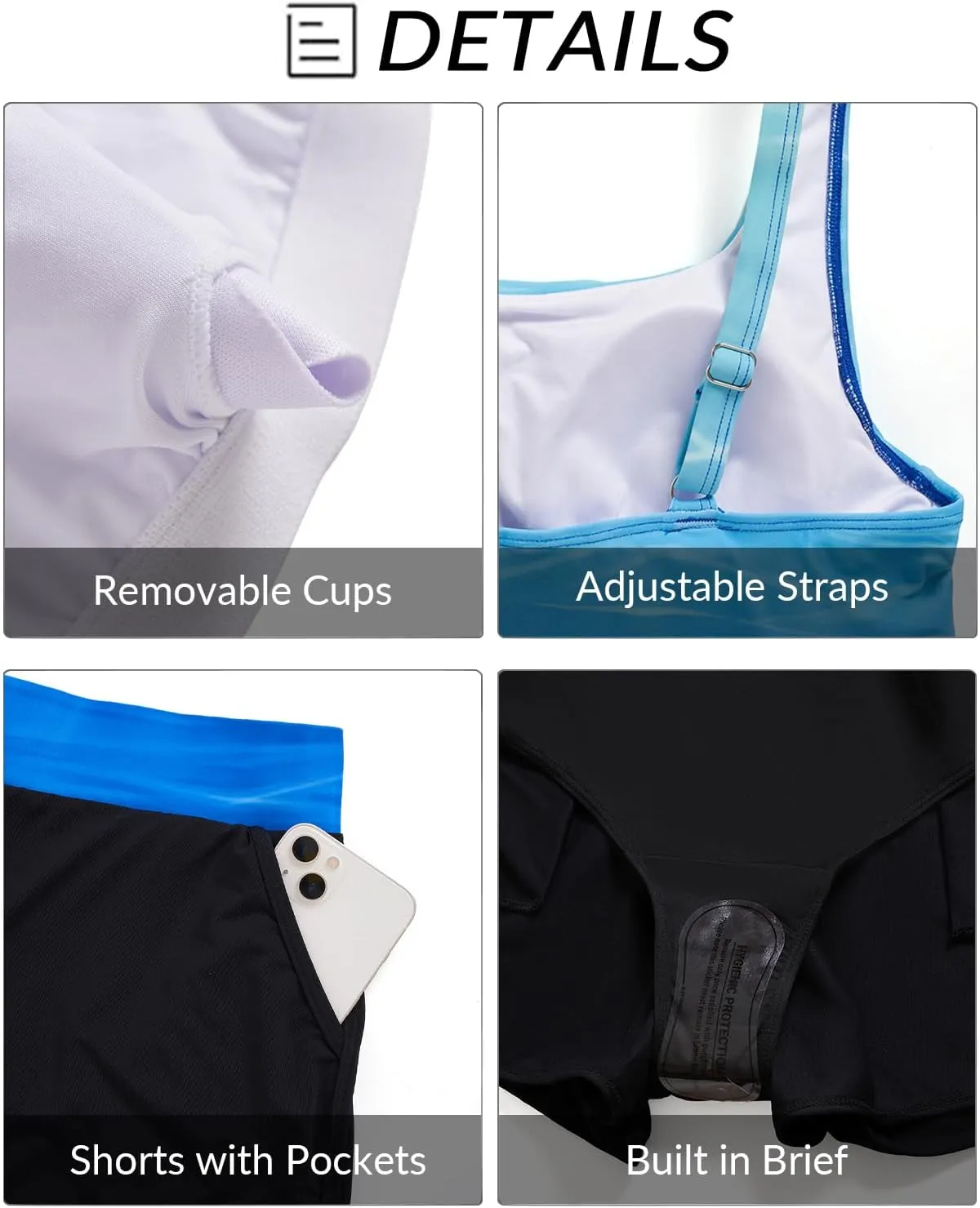 Tankini Swimsuits with Shorts - Two Piece Swimsuits Tummy Control Bathing Suits with Pockets