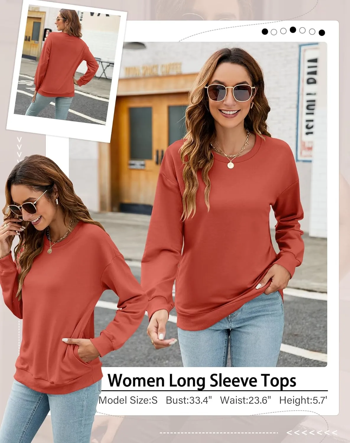 TICTICMIMI Women's Casual Long Sleeve Color Block/Solid Tops Crewneck Sweatshirts Cute Loose Fit Pullover with Pockets