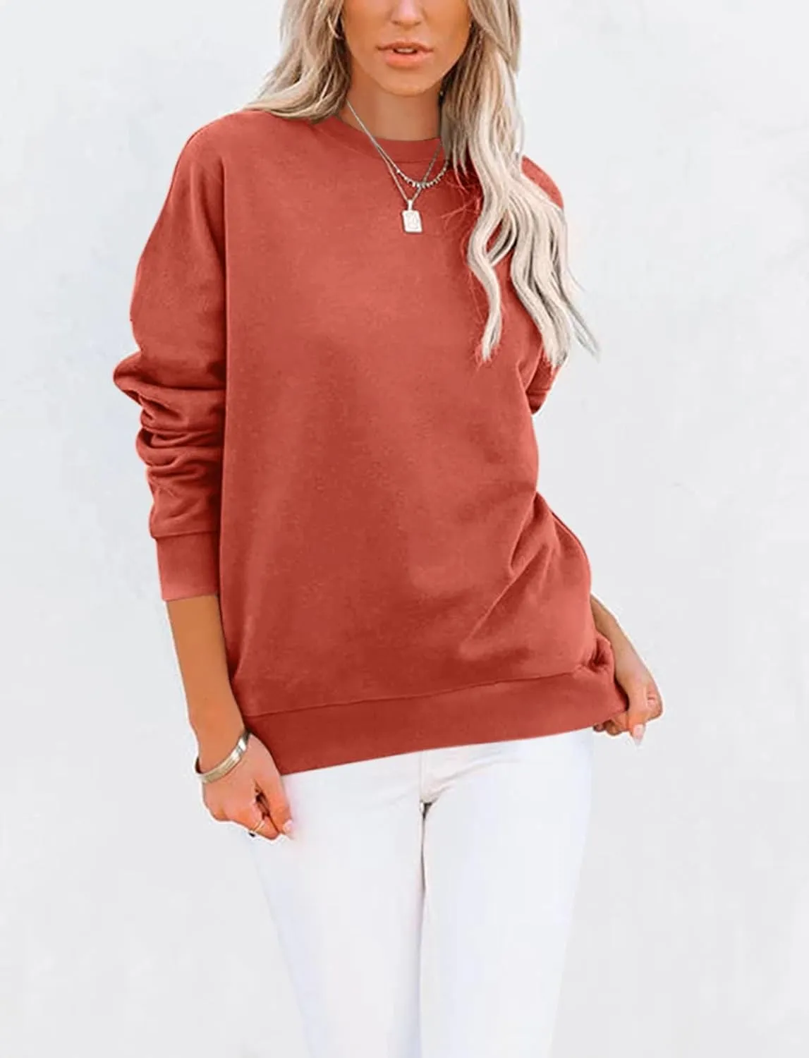 TICTICMIMI Women's Casual Long Sleeve Color Block/Solid Tops Crewneck Sweatshirts Cute Loose Fit Pullover with Pockets
