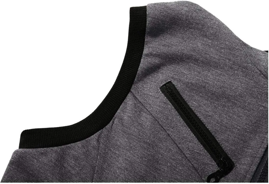 uxcell Men's Sleeveless Slim Fit Hoodie Vest Zipper Drawstring Gilet Jacket with Pockets
