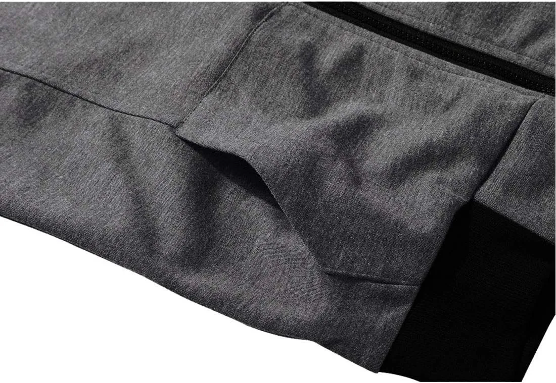 uxcell Men's Sleeveless Slim Fit Hoodie Vest Zipper Drawstring Gilet Jacket with Pockets