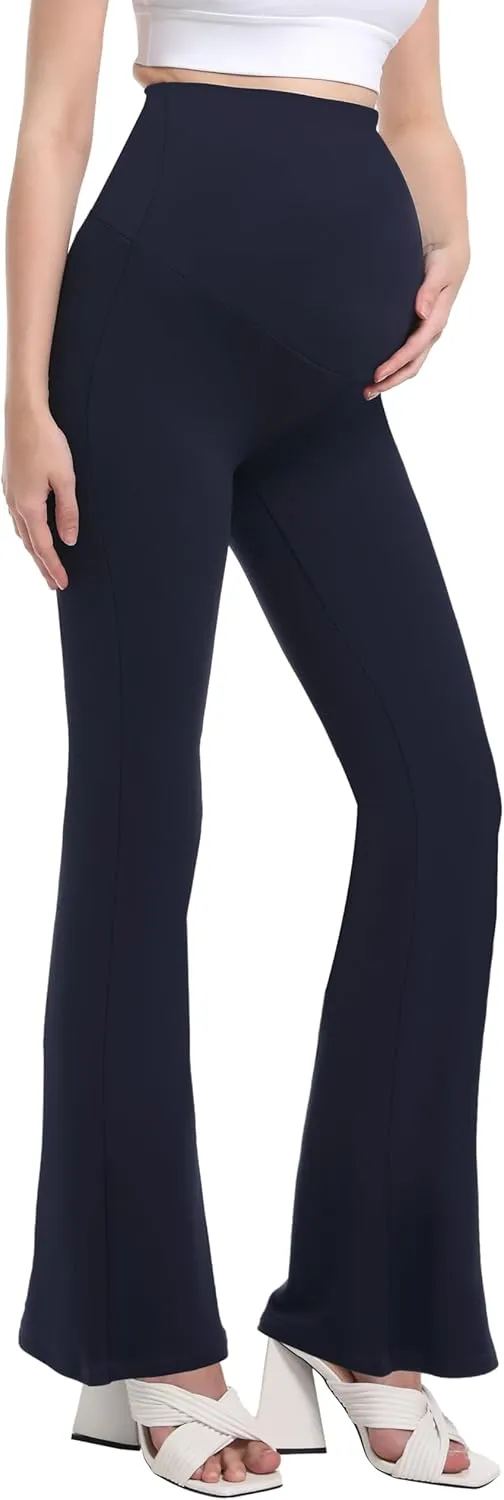 V VOCNI Women's Maternity Flare Leggings Over The Belly Bootcut Bell Bottom Pregnancy Leggings Lounge Yoga Pants