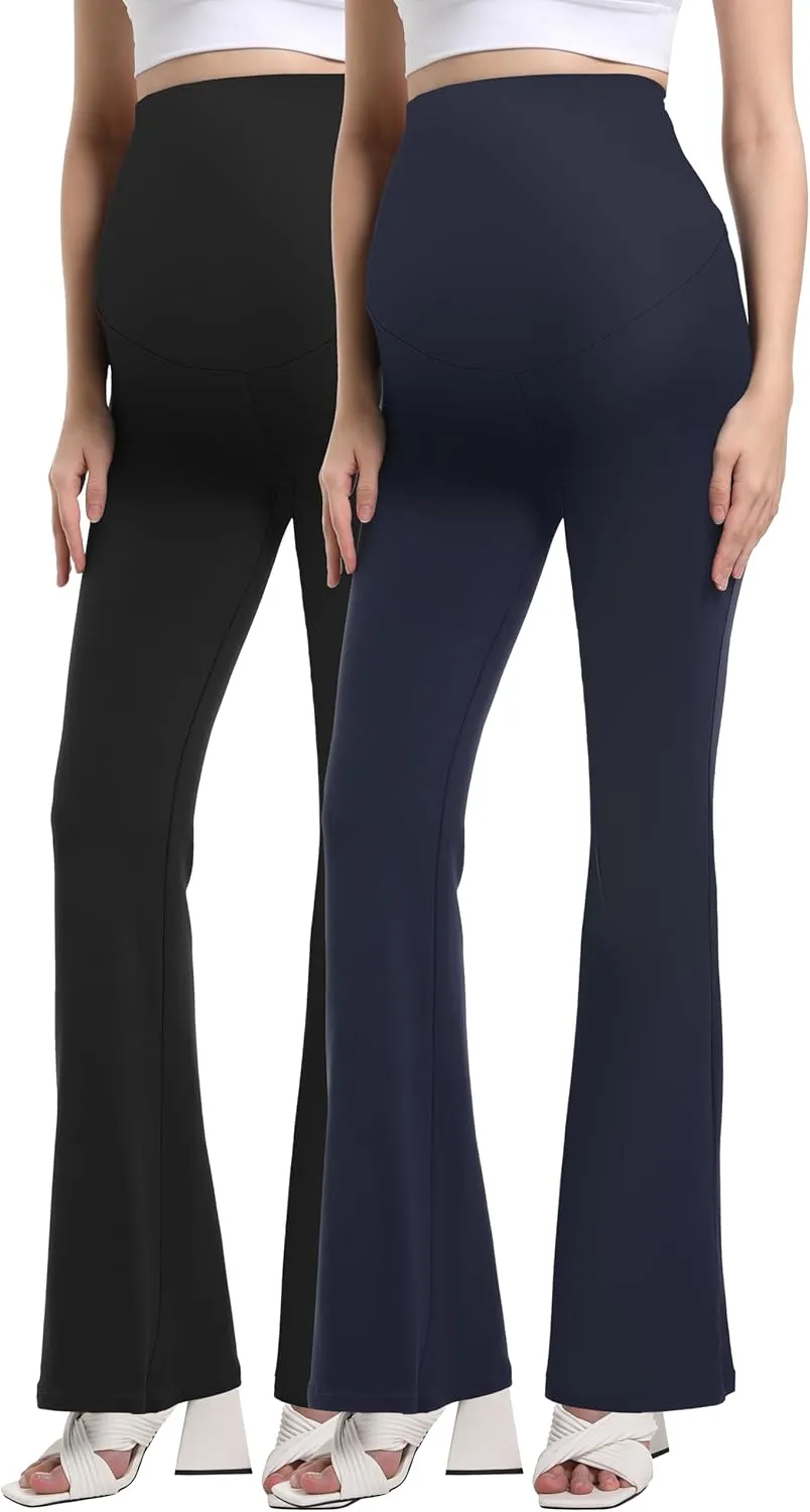 V VOCNI Women's Maternity Flare Leggings Over The Belly Bootcut Bell Bottom Pregnancy Leggings Lounge Yoga Pants