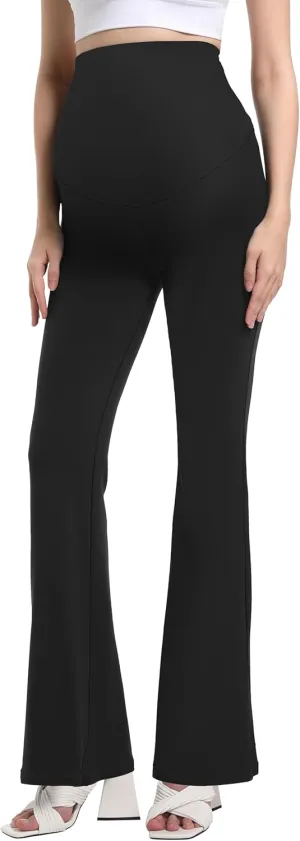 V VOCNI Women's Maternity Flare Leggings Over The Belly Bootcut Bell Bottom Pregnancy Leggings Lounge Yoga Pants