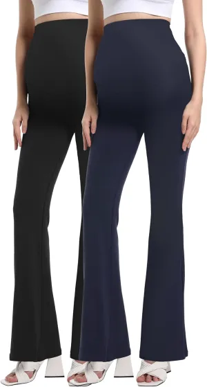 V VOCNI Women's Maternity Flare Leggings Over The Belly Bootcut Bell Bottom Pregnancy Leggings Lounge Yoga Pants