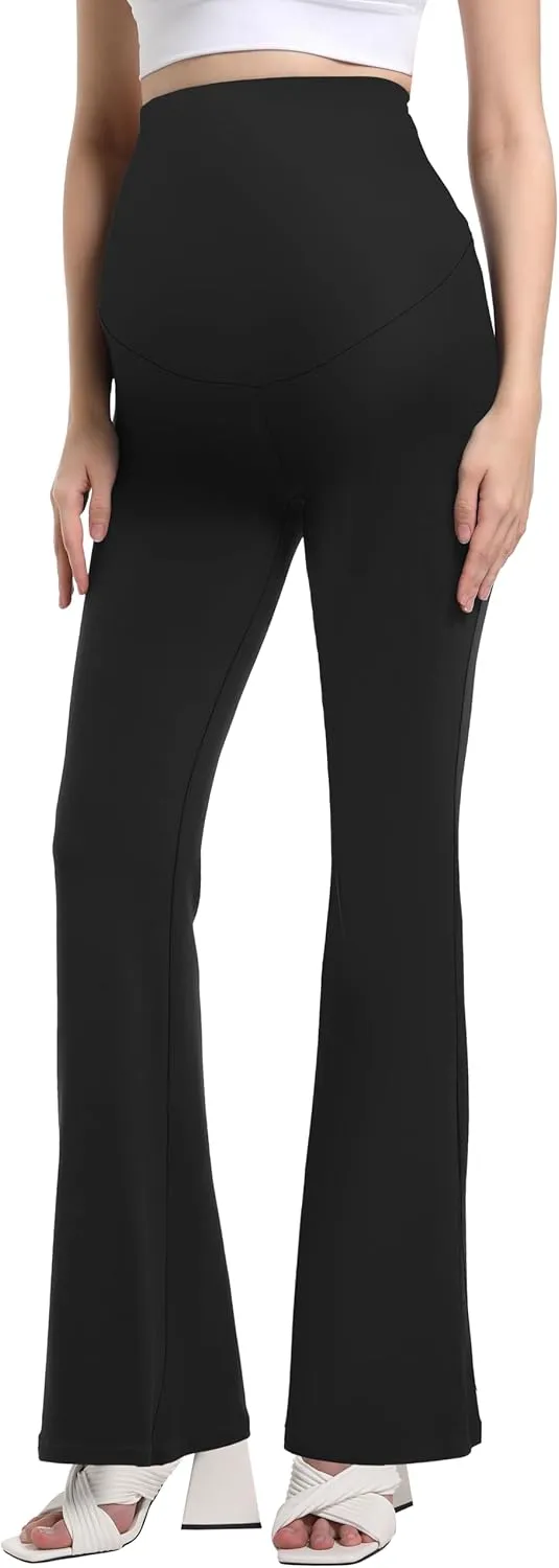 V VOCNI Women's Maternity Flare Leggings Over The Belly Bootcut Bell Bottom Pregnancy Leggings Lounge Yoga Pants