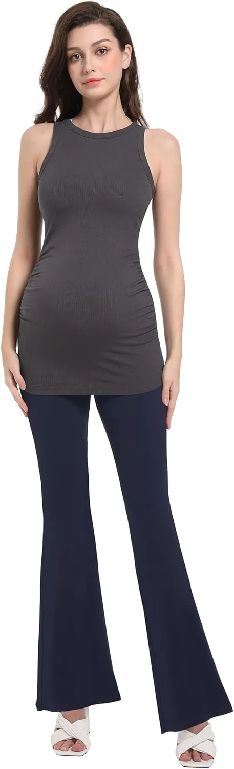 V VOCNI Women's Maternity Flare Leggings Over The Belly Bootcut Bell Bottom Pregnancy Leggings Lounge Yoga Pants