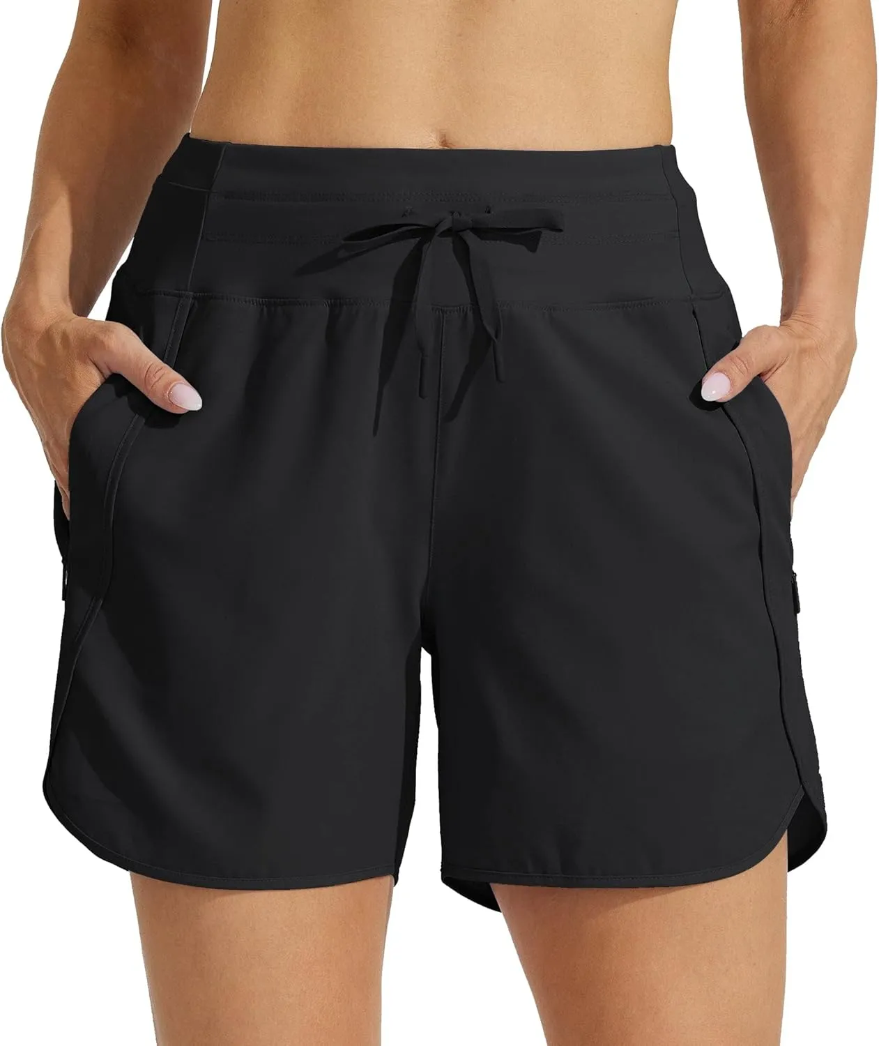 Willit Women's Athletic Running Shorts 5" Quick Dry Workout Hiking High Waisted Active Gym Exercise Zipper Pocket