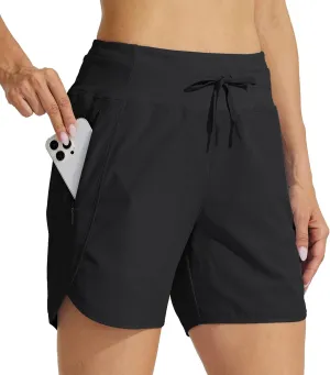 Willit Women's Athletic Running Shorts 5" Quick Dry Workout Hiking High Waisted Active Gym Exercise Zipper Pocket