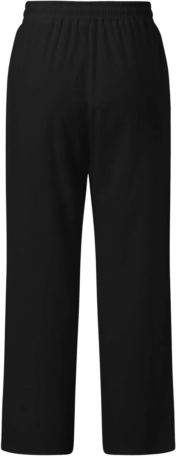 Women Fashion Casual High Waist Wide Leg Pants Drawstring Elastic Trousers Comfy Long Pants with Pockets