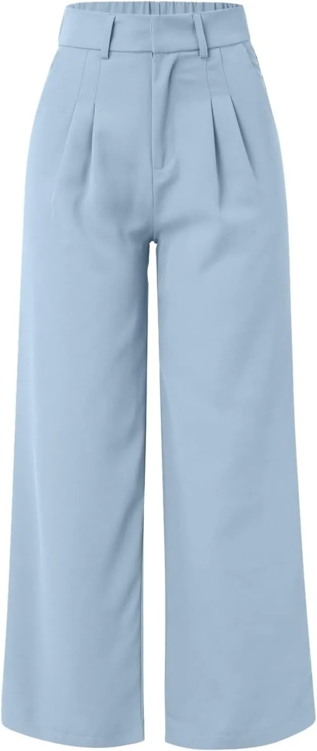 Women Linen Blend Summer Baggy Palazzo Lounge Pants Low Waist Ankle Length Slim-Fit Palazzo Lounge Pants Office