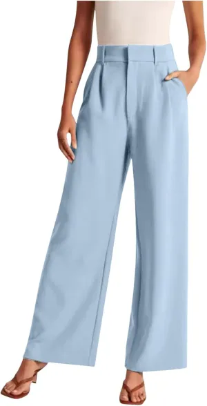 Women Linen Blend Summer Baggy Palazzo Lounge Pants Low Waist Ankle Length Slim-Fit Palazzo Lounge Pants Office