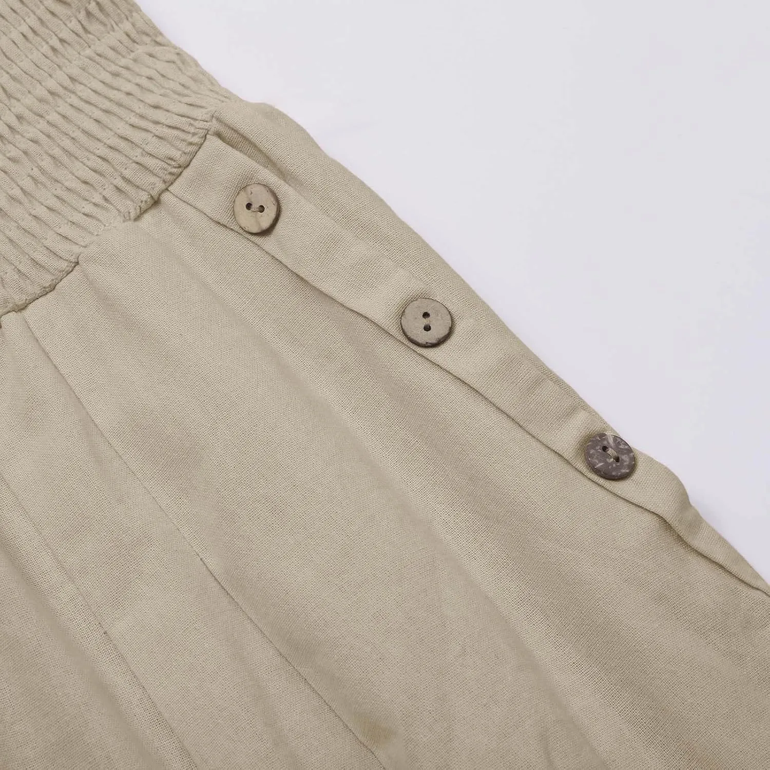 Women Linen Palazzo Pants 2024 Summer Casual Loose Beach Wide Leg Elastic High Waist Travel Lounge Pants with Pockets