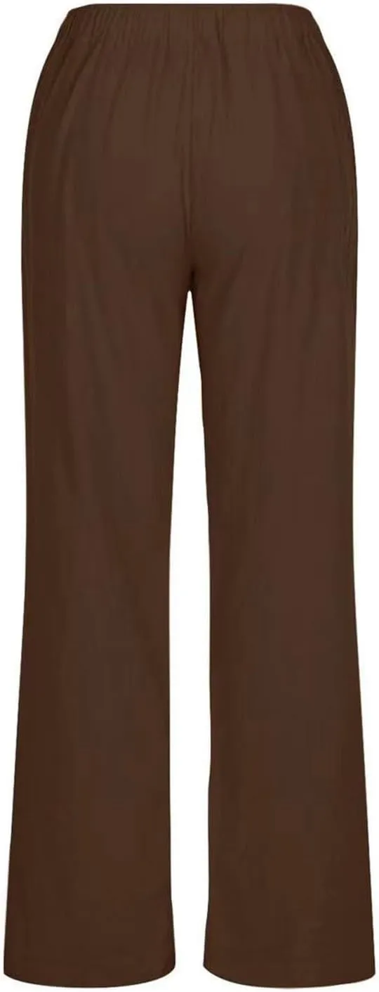 Women Linen Summer Tie Knot Palazzo Pants Low Waist Bootcut Loose Fit Trouser Trendy