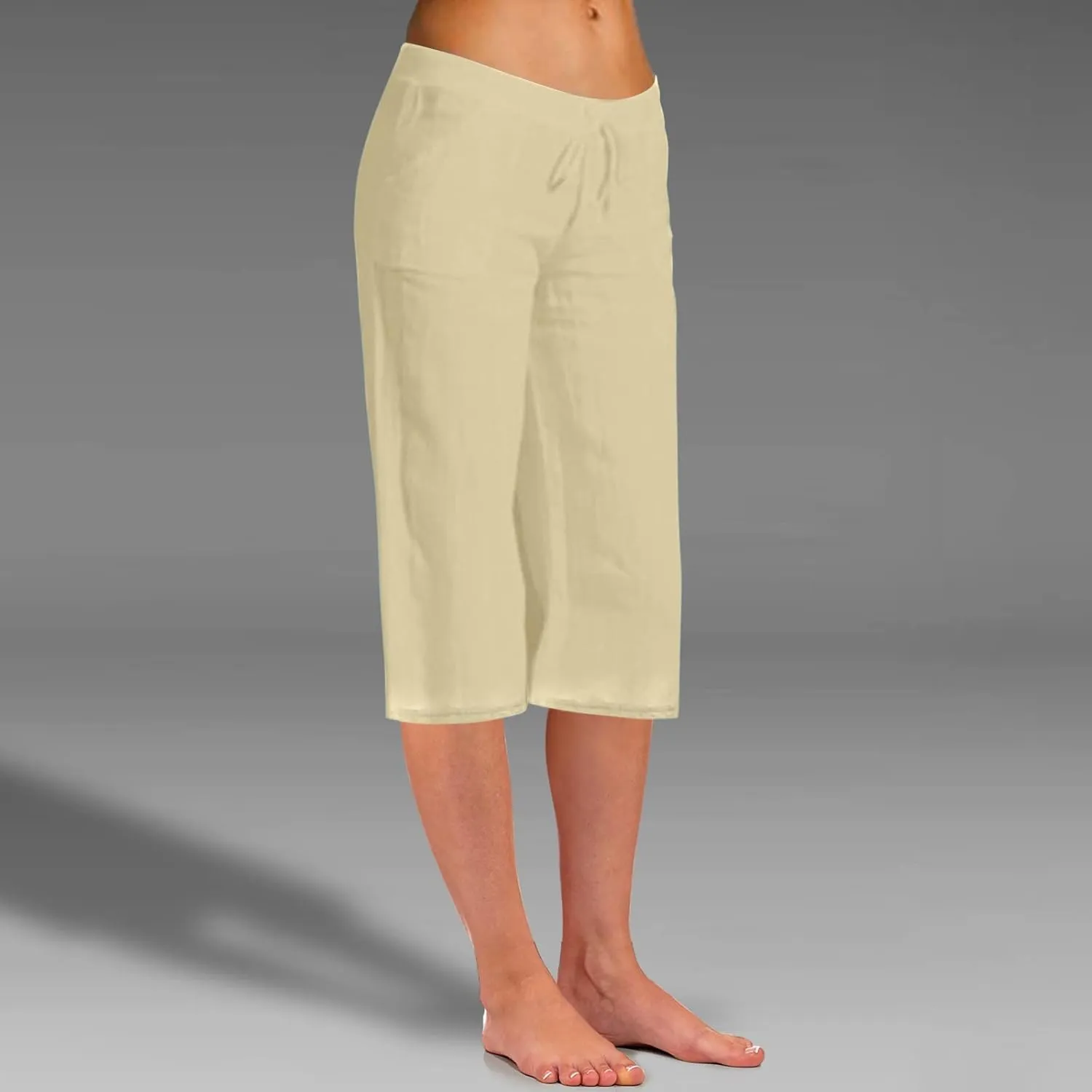 Women Linen Summer Y2K Streetwear Pants Elastic Waisted Baggy Stretchy Plus Size Trousers Travel