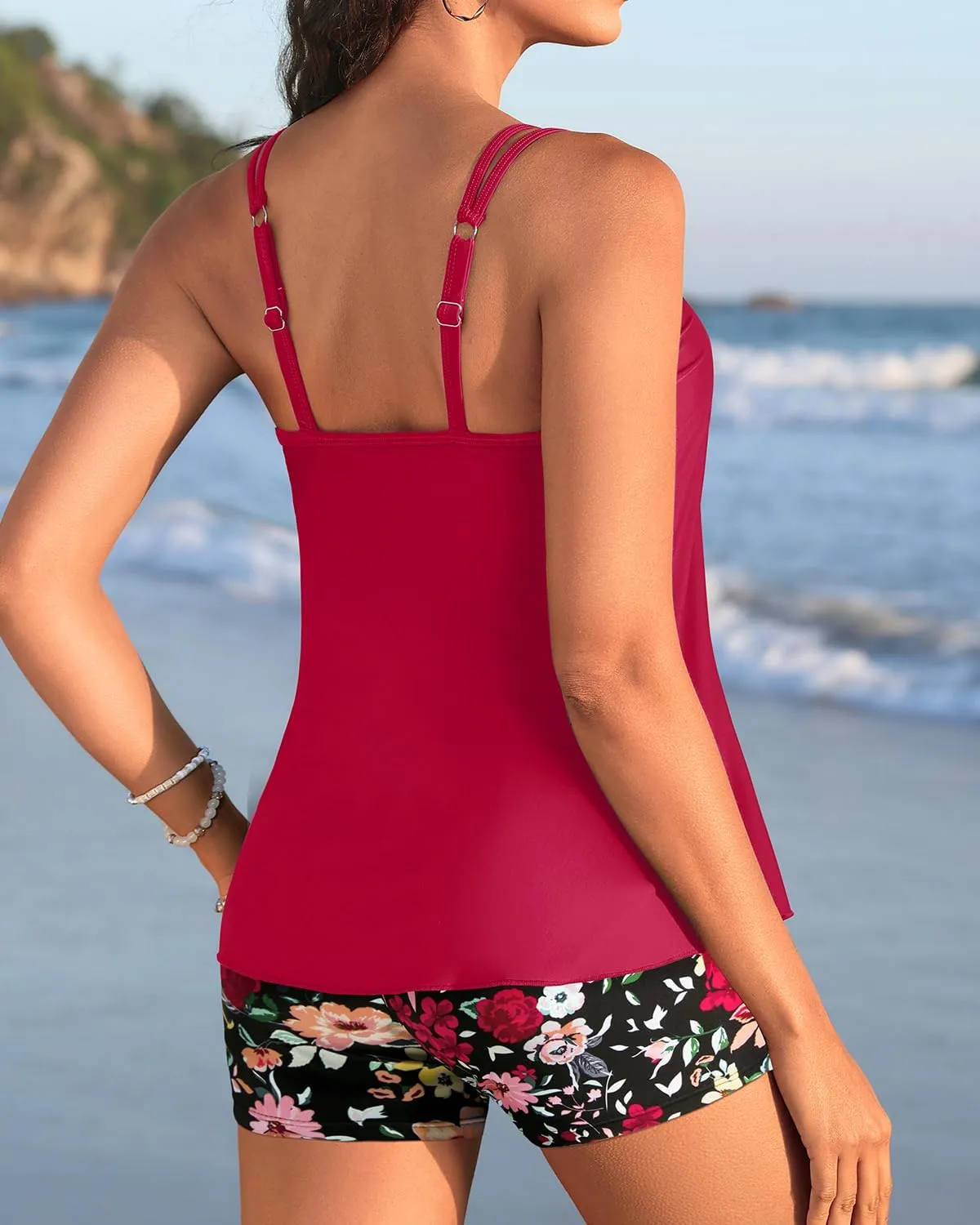 Women Tankini Swimsuit with Shorts - Flowy Two Piece Swimsuits Tummy Control Bathing Suits 2025 Swimwear