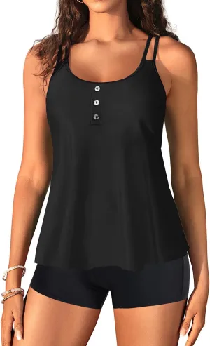 Women Tankini Swimsuit with Shorts - Flowy Two Piece Swimsuits Tummy Control Bathing Suits 2025 Swimwear