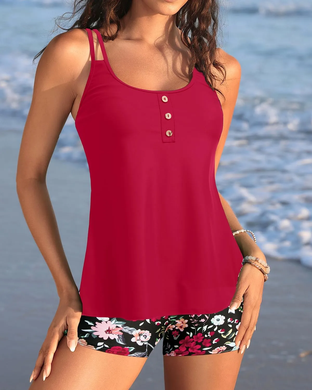 Women Tankini Swimsuit with Shorts - Flowy Two Piece Swimsuits Tummy Control Bathing Suits 2025 Swimwear