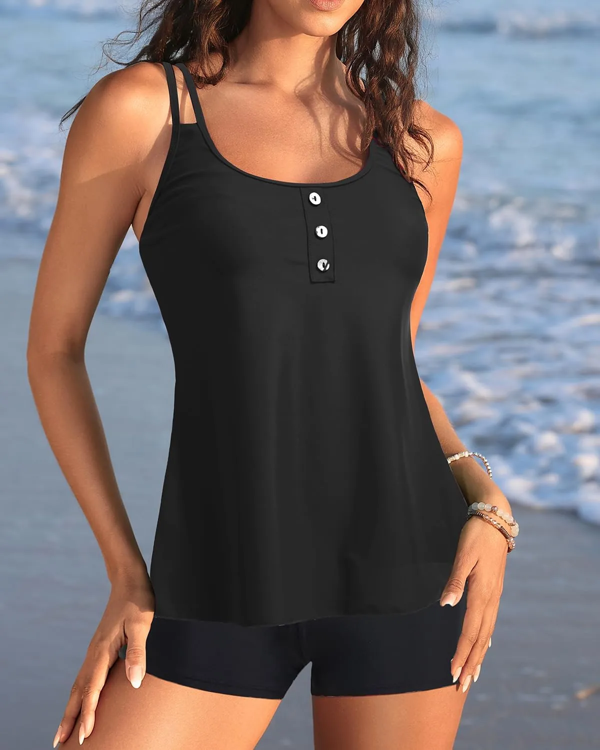 Women Tankini Swimsuit with Shorts - Flowy Two Piece Swimsuits Tummy Control Bathing Suits 2025 Swimwear