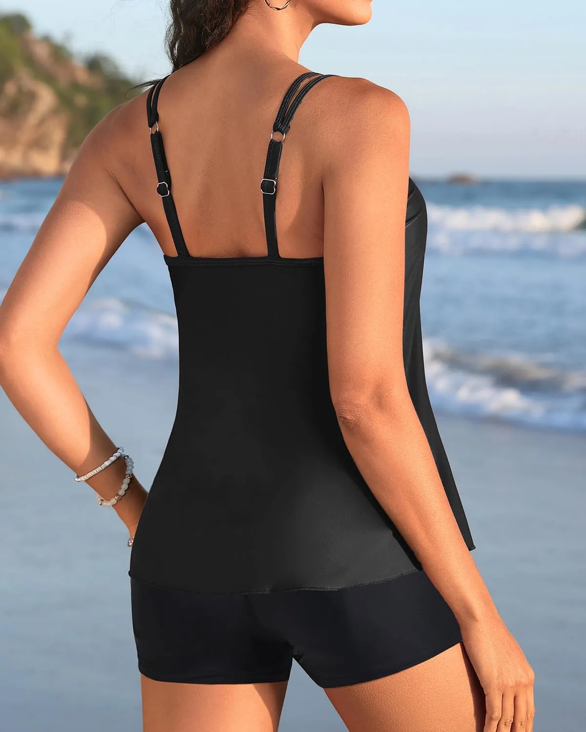 Women Tankini Swimsuit with Shorts - Flowy Two Piece Swimsuits Tummy Control Bathing Suits 2025 Swimwear
