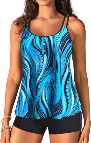 Women Tankini Swimsuit with Shorts - Flowy Two Piece Swimsuits Tummy Control Bathing Suits 2025 Swimwear