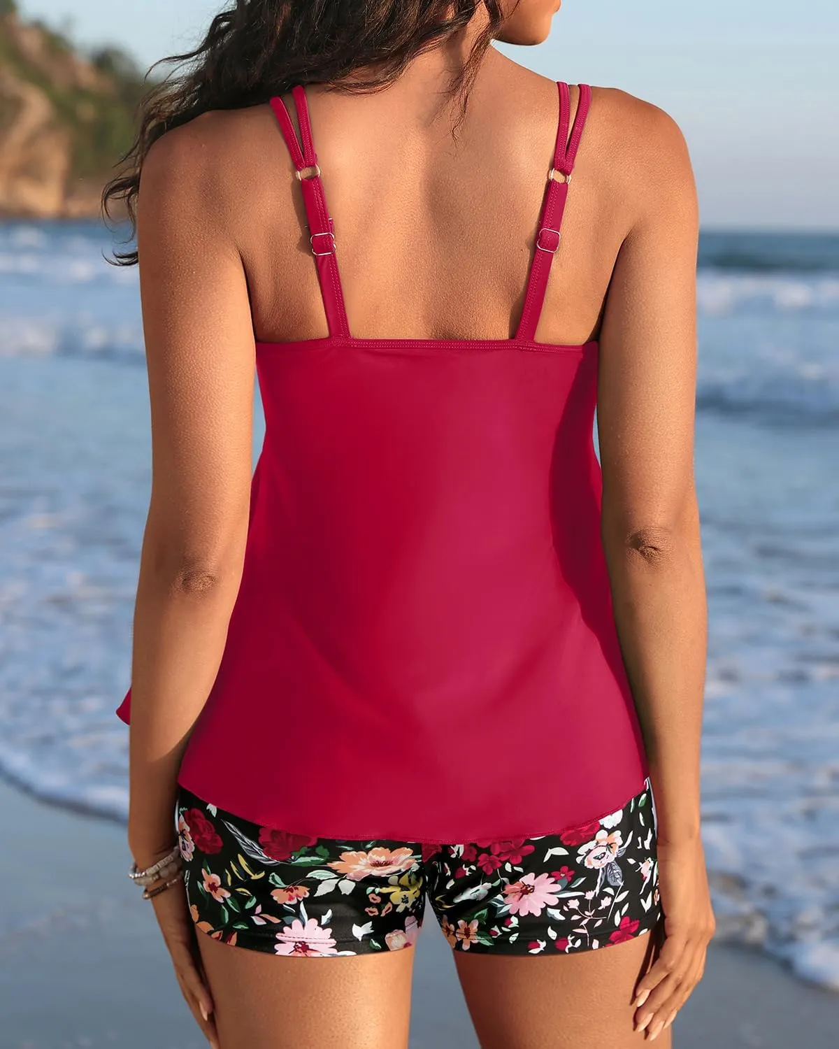 Women Tankini Swimsuit with Shorts - Flowy Two Piece Swimsuits Tummy Control Bathing Suits 2025 Swimwear
