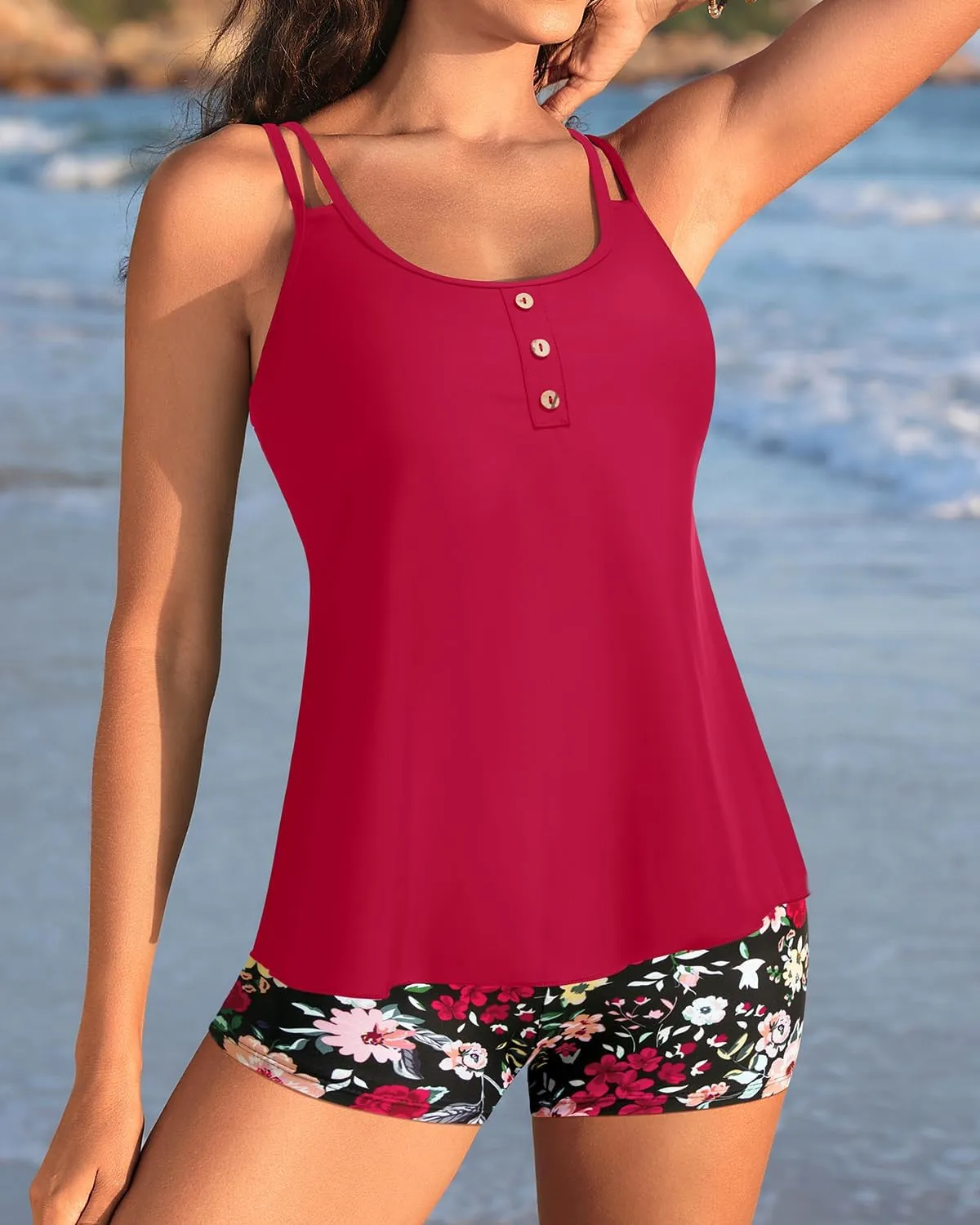 Women Tankini Swimsuit with Shorts - Flowy Two Piece Swimsuits Tummy Control Bathing Suits 2025 Swimwear