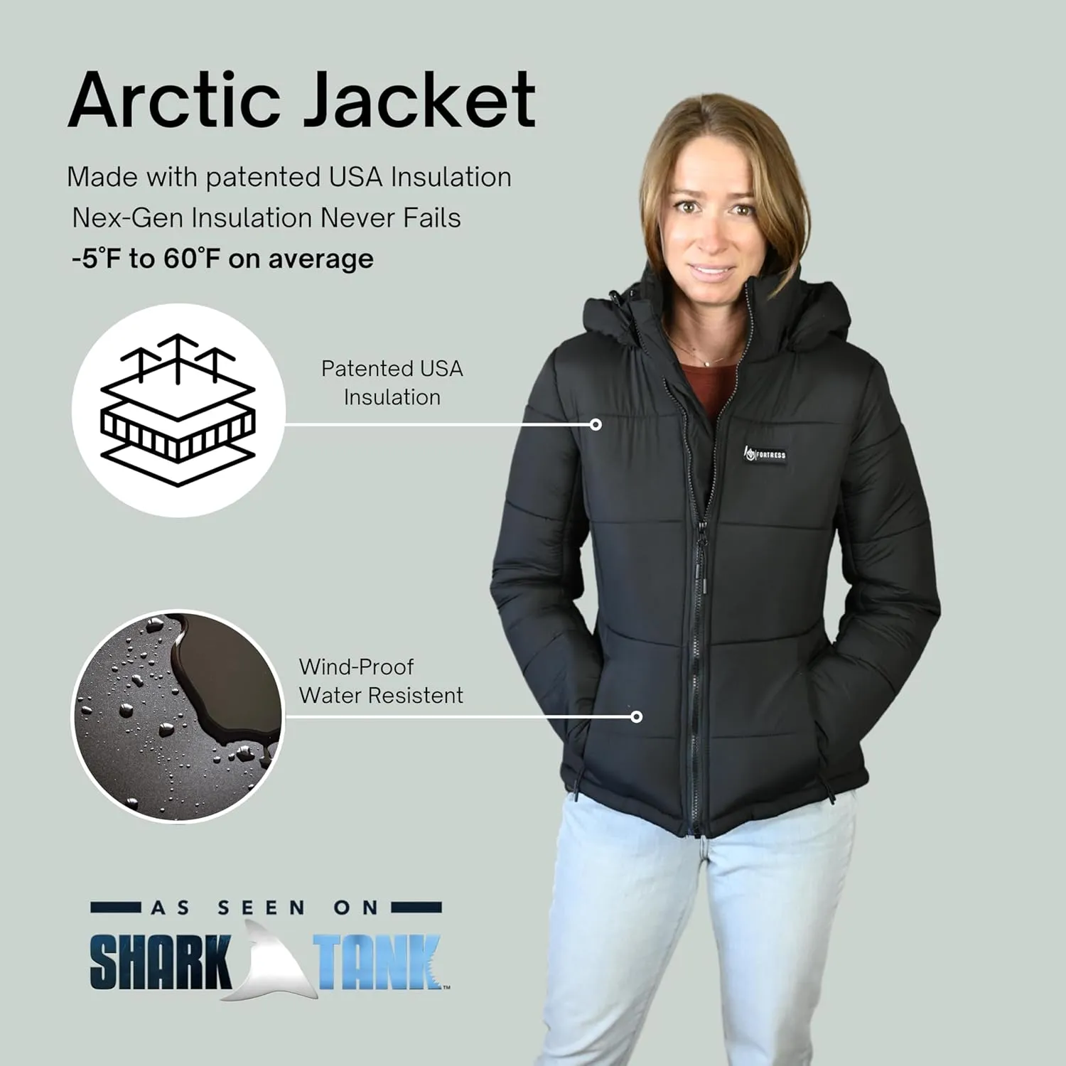 Womens Arctic Puffer Jacket (Shark Tank) Insulated Lightweight & Heavyweight Coat Jacket | -5F to 70F
