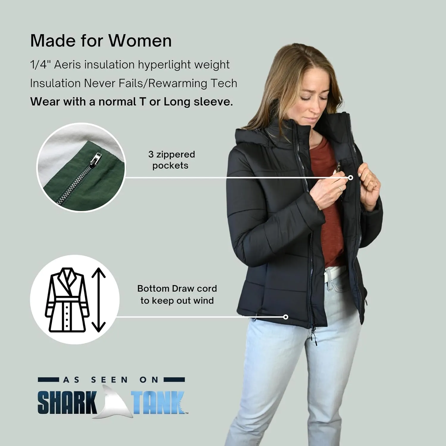 Womens Arctic Puffer Jacket (Shark Tank) Insulated Lightweight & Heavyweight Coat Jacket | -5F to 70F