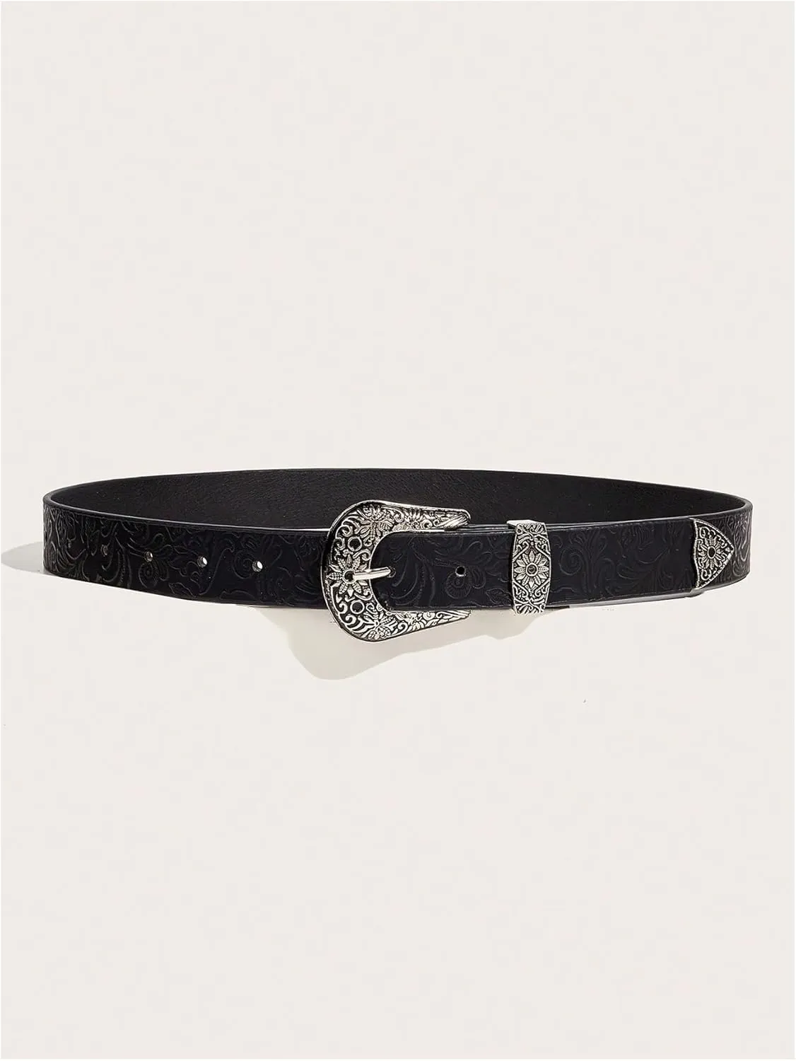 Women's Buckle Belt Cow Print Western Leather Belt Cowgirl Waist Belts