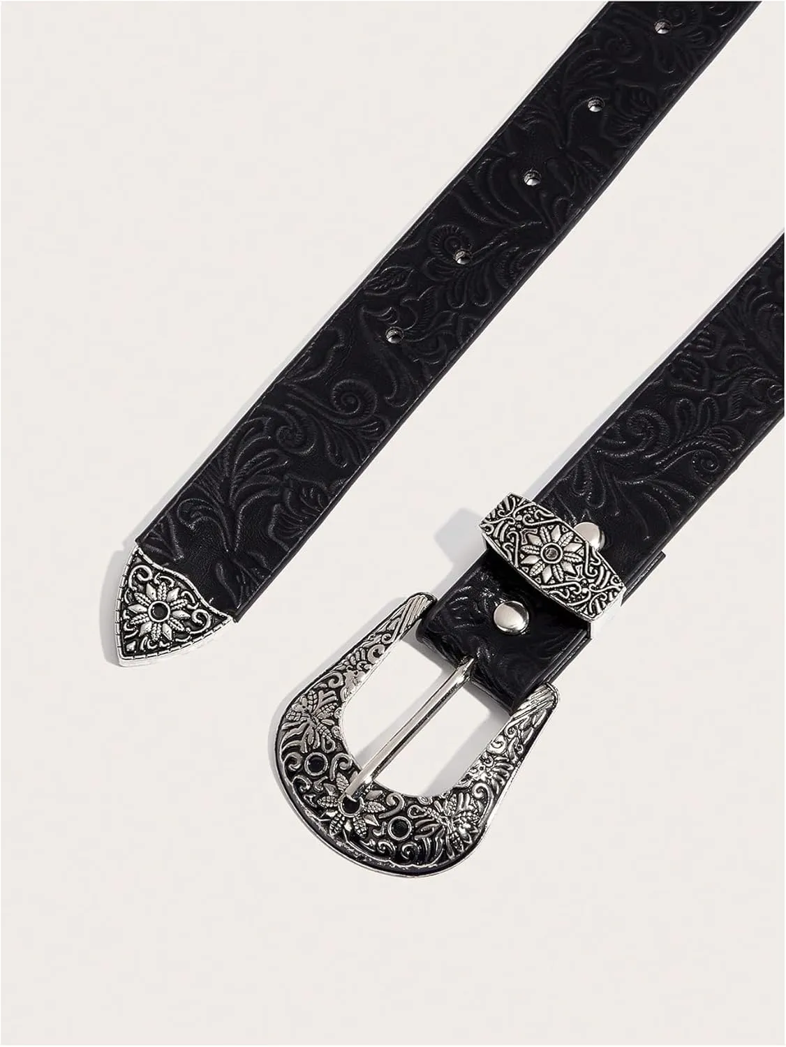 Women's Buckle Belt Cow Print Western Leather Belt Cowgirl Waist Belts