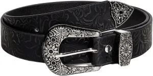 Women's Buckle Belt Cow Print Western Leather Belt Cowgirl Waist Belts