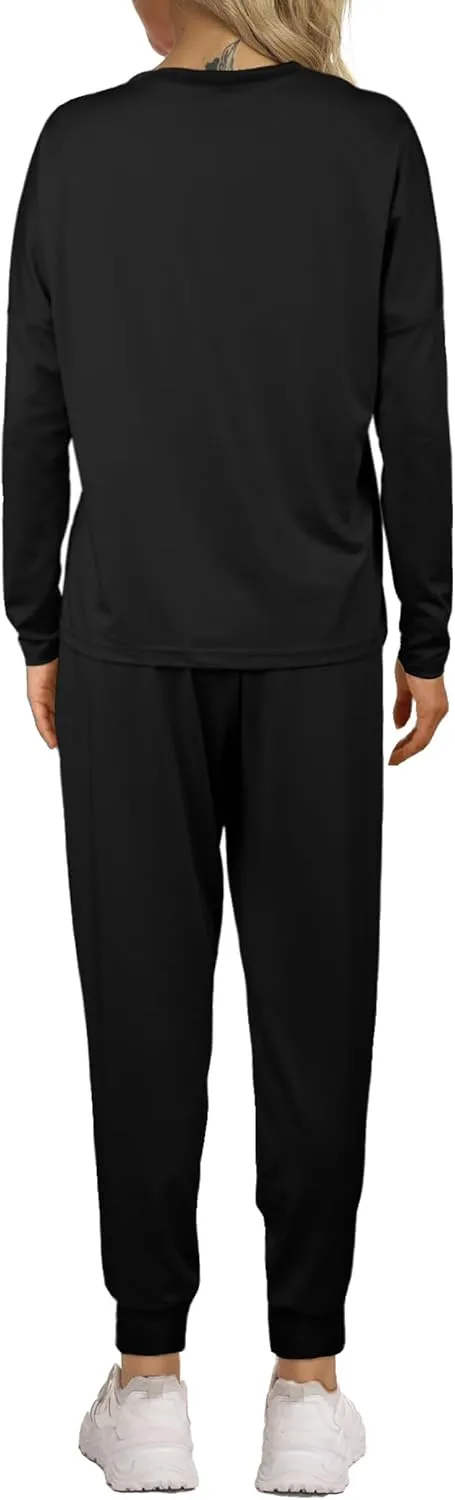 Women's Fall 2 Piece Sweatsuits Lounge Outfit Long Sleeve Crewneck Pullover Tops High Waisted Pants Set Tracksuit