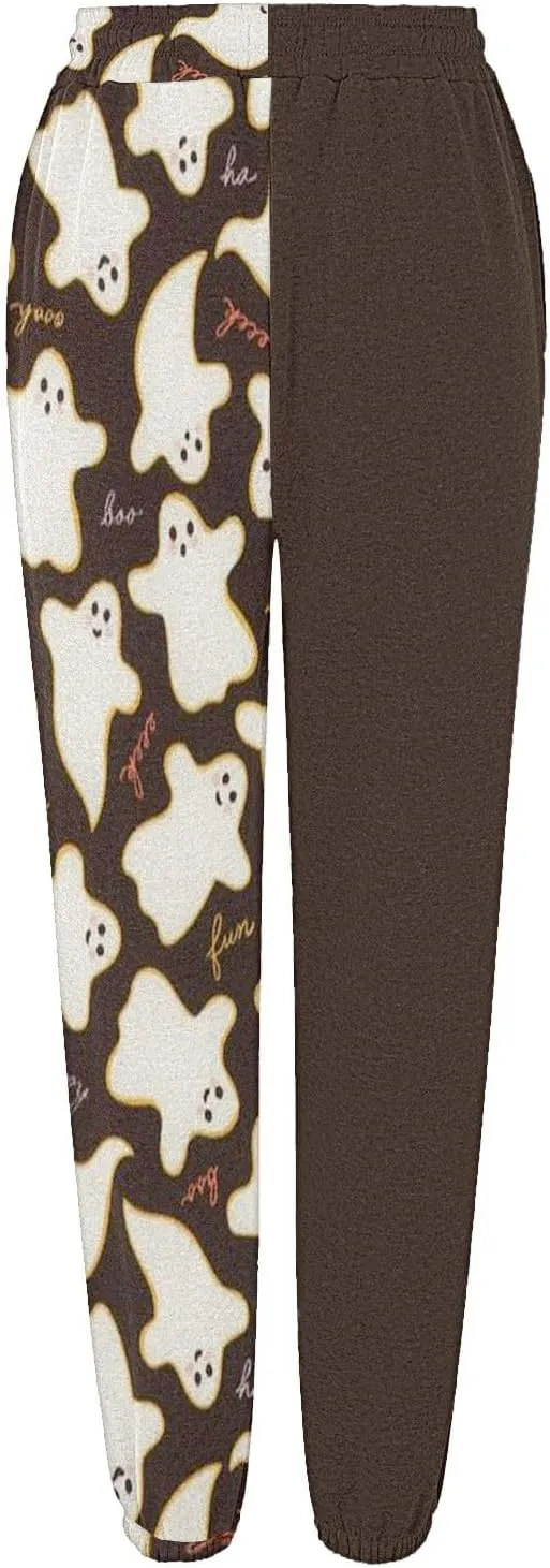 Womens Halloween Sweatpants Trendy Funny Print Drawstring Waist Wide Leg Pants Work Loose Pocket Lounge Joggers